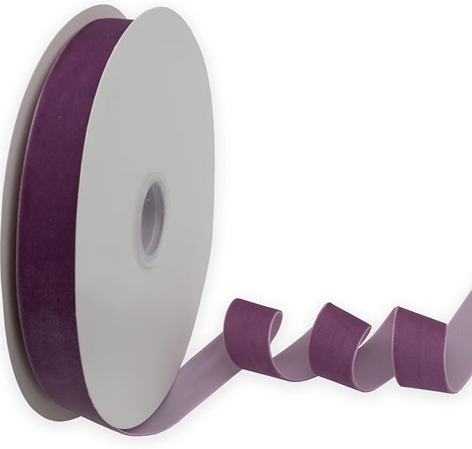 Nylon Velvet Ribbon Single Faced,1 Inch X 25Yards Spool (Purple)