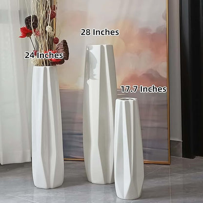 Ceramic Large Floor Vase, GDSZJLJ White 24" Tall Flower Vase Decorative Vases for Living Room Modern Home Decor Office Bedroom Kitchen Wedding House Décor, Gift for Wedding Housewarming