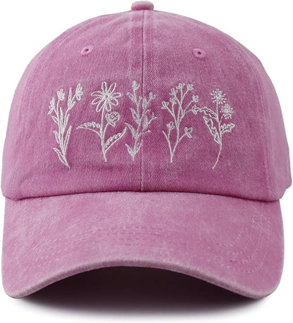 Garden Hats for Women, Adjustable Cotton Embroidered Gardening Baseball Cap