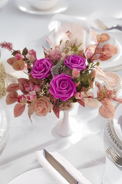 Blush Pink Artificial Roses 25pcs, Real Looking Fake Flowers with Stems for DIY Wedding Centerpieces, Bridal Shower, Party, Valentine's Day Gift, Home Decor