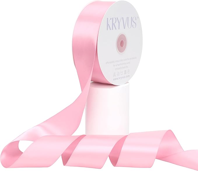 Pink Satin Ribbon, Double Faced 2 Inch X 50 Yards Pink Ribbon, Premium Satin Ribbon for Gift Wrapping, Crafts, Hair Bow Making, Sewing, Flower Bouquet, Wedding Party Decor