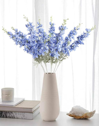 8PCS Blue Delphinium Artificial Flowers for Tall Vase 33.5in Long Stem Larkspur Artificial Flowers Fake Silk Flowers Bulk for Home Wedding Floral Arrangement Centerpiece Table Decoration (Blue)