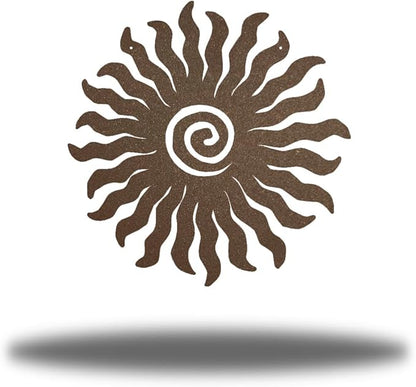 Riverside Designs Sunburst Metal Wall Art Steel Outdoor Decor - Heavy-Duty and Waterproof - Made in USA (12", Rust)