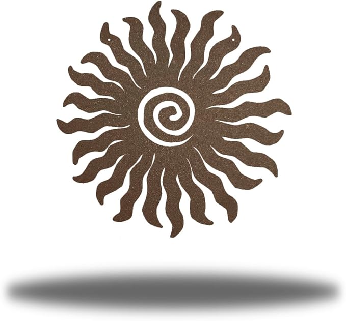 Riverside Designs Sunburst Metal Wall Art Steel Outdoor Decor - Heavy-Duty and Waterproof - Made in USA (18", Rust)