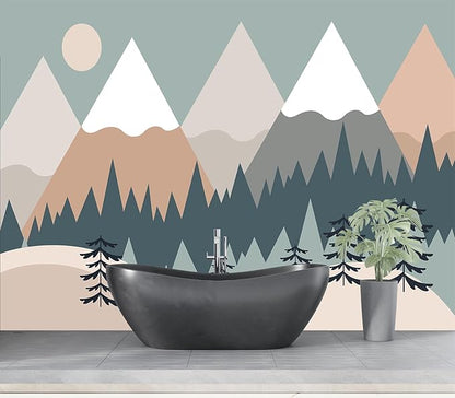 Eierme-Baby Mural Photo Wallpapers with Mountains Sun Trees Peel and Stick 90" x 67"