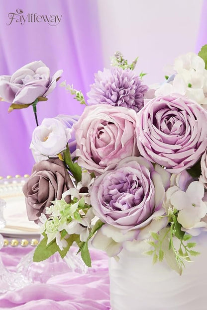 Artificial Flowers, Light Purple Flowers for DIY Wedding Bridal Bouquets, Fake Cake Flowers for Centerpieces,Baby Shower, Table Arrangement, Home Party Decorations