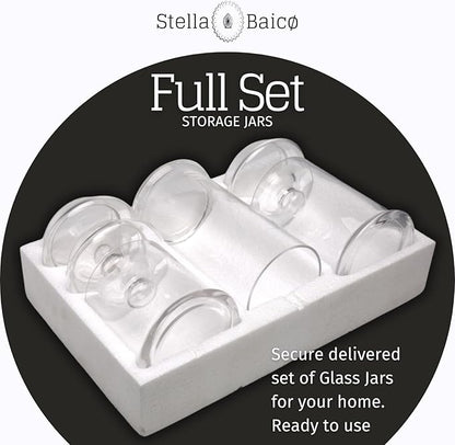 Set of 3 Apothecary Jars Glass, Apothecary Jars with Lids Bathroom, Clear Candy Jar Set, Decorative Jar for Party, Wedding and Home Decor (Height: 11", 8.5", 7.5"; Diameter: 5")
