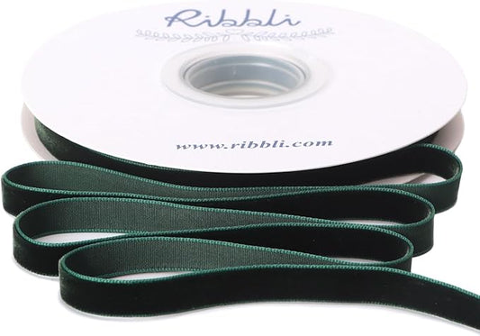 Ribbli Dark Green Velvet Ribbon 3/8 Inches Continuous10 Yard Spool Red Christmas Ribbon for Gift Wrapping Crafts Home Decor