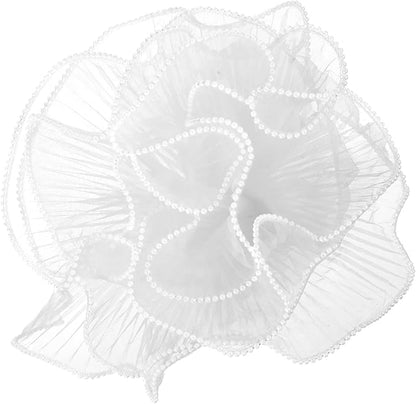 Ymapinc Pearl Mesh for Bouquets, 4 Yard White Floral Mesh Paper, Pearl Wrapping Paper for Bouquet Bride Wedding Gift Packaging Mother's Day - Wrinkled Translucent Design (144x10.63inch)