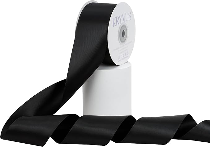 Premium Double Faced Satin Ribbon, 2 Inch x 25 Yards, Black, Perfect for Gift Wrapping, Wedding Decor, Crafts, Sewing, Fade-Resistant
