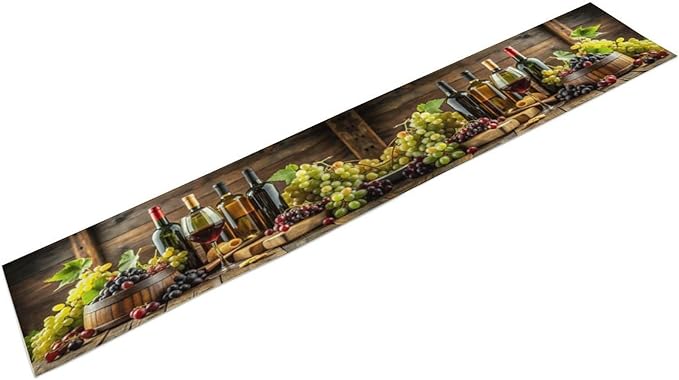 Red Wine Themed Vintage Table Runner, Kitchen Dining Table Farmhouse Decoration for Home Party Decor 13x36 in