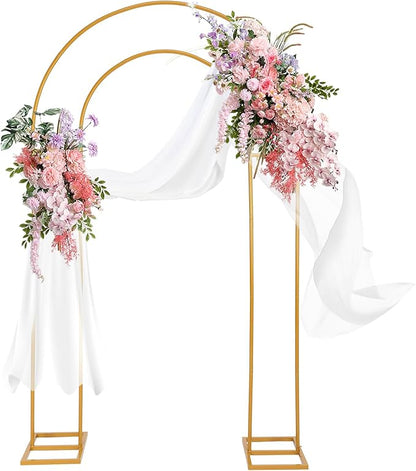Open Arch Backdrop Stand Gold Metal Double Arch Backdrop Stand U Shaped Frame 7.2ft×4.4ft Flower Arches for Wedding Ceremony Baby Shower Birthday Garden Arch Party Decorations