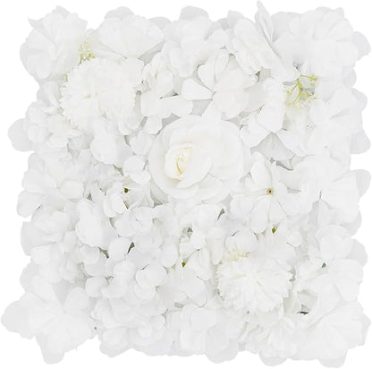 16Pcs Artificial Flower Wall Panel 3D Floral Backdrop Walls13.7 X 13.7" White Flower Wall Decor Panel Flower Backdrop for Party Home Background Decor