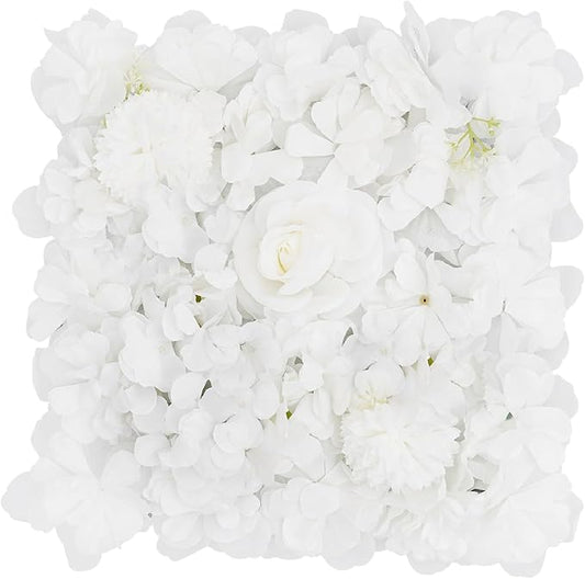 16Pcs Artificial Flower Wall Panel 3D Floral Backdrop Walls13.7 X 13.7" White Flower Wall Decor Panel Flower Backdrop for Party Home Background Decor