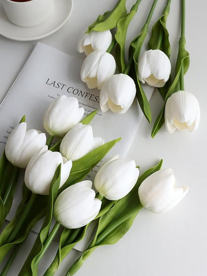 10Pcs Fake Tulips Artificial Flowers Bouquet That Look Real,Tulipanes Artificiales para Decoracion, for Mother's Day Birthday Home Wedding Decor