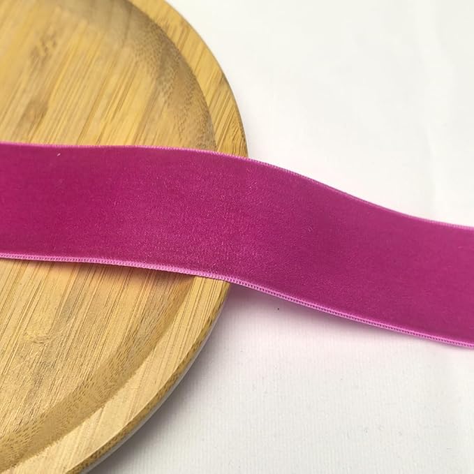 Chenkou Craft Hot Pink 25 Yards/roll 1 1/2" Velvet Ribbon Total 30 Colors Assorted Lots Bulk (Fuschia, 1 1/2"(40mm))