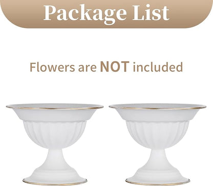 Sziqiqi White Flower Arrangements Pot Vase for Wedding Tables Centerpieces - 2 Pcs Small Metal Flower Planter Urn Vase Pot for Wedding Party Birthday Ceremony