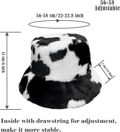 Winter Soft Faux Fur Plush Bucket Hat, Lovely Fisherman Cap, Fashion Outdoor Thick Warm Sun Cap for Women