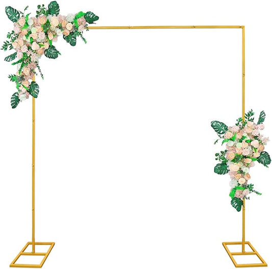 9.9FT Gold Metal Wedding Arches for Ceremony Square Balloon Arch Stand Rectangular Backdrop Stand for Anniversary Birthday Party Bridal Shower Home Indoor Outdoor Decoration