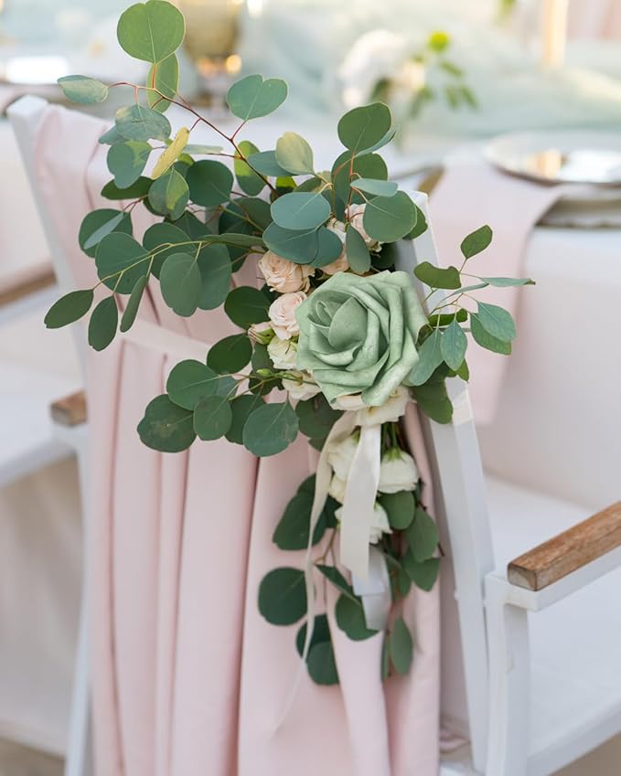JOYLEX 100PCS Elf Green Artificial Flowers Realistic Roses, Real Looking Fake Roses with Stem for DIY Wedding Bouquets Centerpieces Bridal Shower Party Home Romantic Decorations (Elf Green, 100pcs)