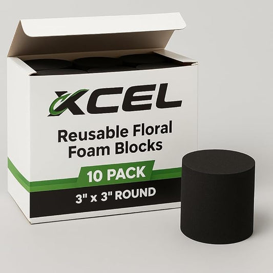 Reusable Floral Foam Blocks – Black Foam Blocks for Flower Arrangements | Florist Foam for Artificial Flowers & Crafts | Durable Non-Crumbling Floral Foam for Florists & DIY Projects,10pk 3x3 Round
