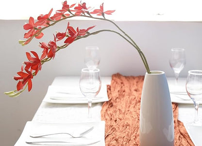 IPOPU Red Artificial Orchid 5 Pcs Latex Real Touch Orchid Fake Flowers Vase Filler for Home Decor Living Room Patio Wedding and Engagement Centerpiece