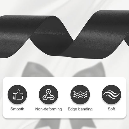 XSEINO 110 Yards Ribbon,1 1/2 Inch Black Satin Ribbon for Flower Bouquet, Gift Wrapping, Ribbons for Crafts, Hair Bows Making, Wedding Party Decoration, Sewing, Invitation Cards, Christmas
