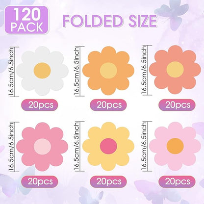 120Pcs Floral Napkins Decorative Disposable, Colorful Daisy Birthday Decorations Groovy Boho Party Napkins Daisies Dinner Napkins for Birthday Baby Shower Wedding Tea Party Supplies