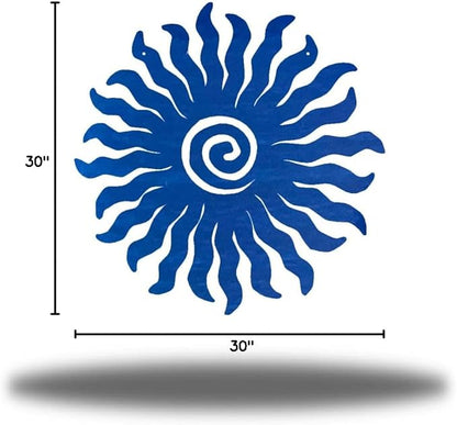 Riverside Designs Sunburst Metal Wall Art Steel Outdoor Decor - Heavy-Duty and Waterproof - Made in USA (30", Blue)