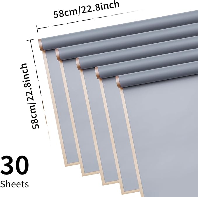 30 Sheets Silver Gold Edge Flower Bouquet Wrapping Paper，Florist Supplies Waterproof Floral Bouquet Wrapping Paper Bouquet Accessorie，Flower Shop Packaging Pape for DIY Gift Wedding Birthday