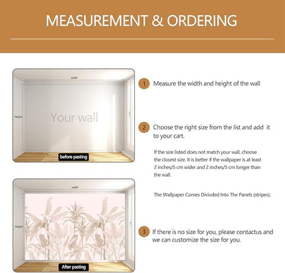 Tropical Botanical Wallpaper Beige Palm Leaves Wall Mural for Living Room Bedroom（Not Peel and Stick）