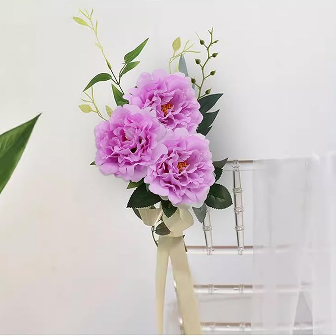 20pcs 5" Artificial Flower Peonies, Silk Peonies with 6" Stems, Flowers Suitable for Wedding Bouquets, Home Party Decoration (Light Purple)