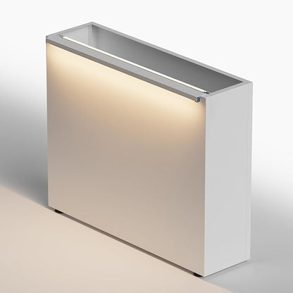 GSK White Metal Planter Box with LED Light Galvanized Versatile Rectagular Light Up Plant Trough Durable Indoor Outdoor Flower Container Porch Patio Tarrace Balcony Garden Home Office Commerical