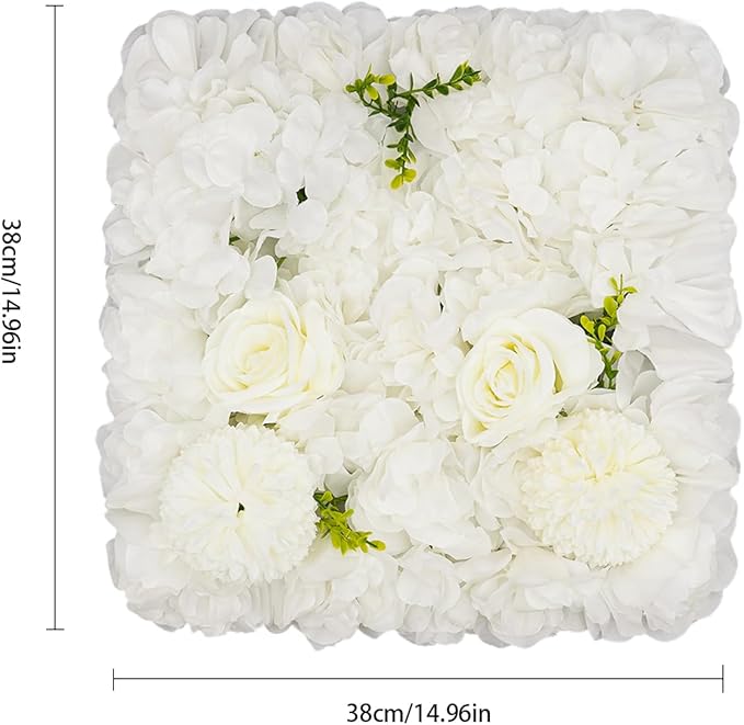 Gdrasuya10 12PCS Artificial Flower Wall Panel Wedding Backdrop Event Party Photography Flower Wall Background White Realistic Flower Wall Backdrop Faux Floral Wall Decor