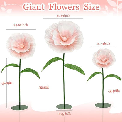 Giant Artificia Flowers Light Pink - Wedding Giant Flower for Decoration with Stand Large Paper Flowers for Bridal Shower Baby Show Party Deco