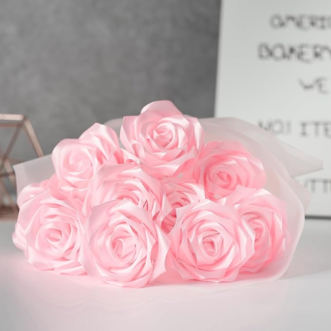 1-1/2 Inch Wide Baby Pink Satin Ribbon, 50 Yards Solid Polyester Fabric Ribbon for Roses Making, Gift Wrapping, Christmas, Wedding Decorations, Crafts, Bows, Flower Bouquets