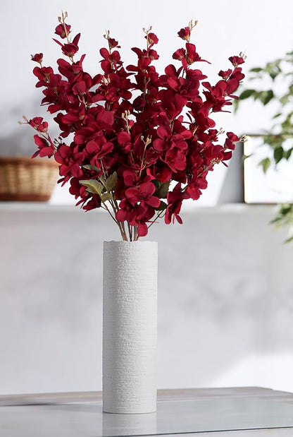 6PCS 35.43'' Red Delphinium Artificial Flower Faux Larkspur Silk Flowers Long Stem Blossoms Flowers for Tall Vase Floral Arrangements Home Table Wedding Decor(Red)