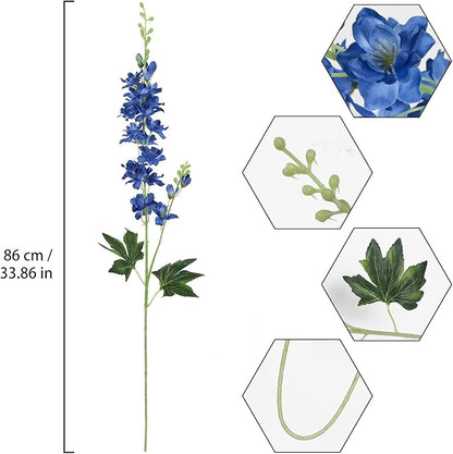 Blue Delphinium Artificial Flowers,8PCS Faux Delphinium Bulk 33.5'' Long Stem Larkspur Silk Flowers for Tall Vase Table Centerpieces Wedding Home Garden Decor(Navy Blue)