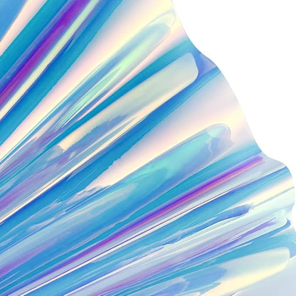 ONEART | 16 Gauge Holographic Iridescent Plastic Vinyl, 16"x54" Transparent Vinyl Fabric-Opal White