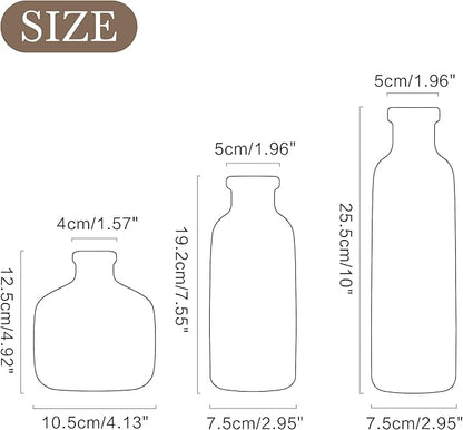 Ceramic Vase Set of 3 - Rustic Vases Set for Flower Centerpieces Pampas Grass - 3 Bud Vase for Decor - Modern Decoration Terracotta Vases for Home Farmhouse Table Office, Mini Pottery Vase by Lyeec