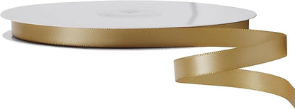 LIUYAXI Pale Gold Double Faced Satin Ribbon, 3/8" X Continuous 100 Yards, Ribbons Perfect for Gift Wrapping Bows Bouquet Wedding Decor DIY Craft and More