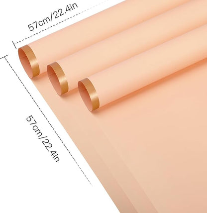 WRAPAHOLIC 20 Sheets Flower Wrapping Paper - 22.4 x 22.4 inch Cream Champagne with Gold Edge Water-Resistant Floral Bouquet Wrapping Paper, Florist Supplies Packaging Paper for Wedding Birthday Gift