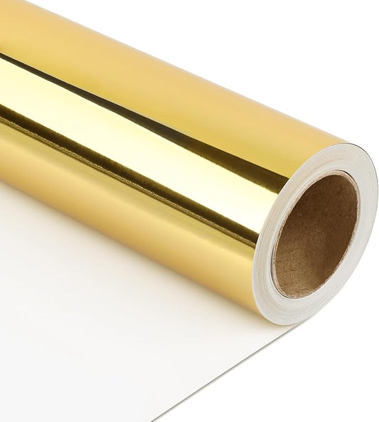 NESCCI Golden Metallic Wrapping Paper, Solid Color Paper,Gift Wrapping Paper,Perfect for Wedding,Valentine's Day,Birthday, Christmas,Baby Shower,DIY Bouquet (17.5 Inches X 32.8 Feet)