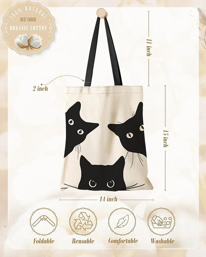 Aesthetic Canvas Tote Bag with Inner Pocket for Women, Cloth Cotton Totes Bag with Pattern for Shopping, Gym