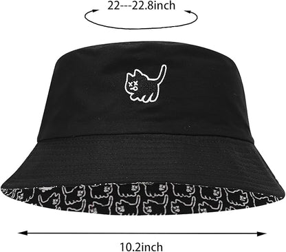Bucket Hat for Women Men, Cotton Reversible Double Side Wear Sun Hats Beach Fisherman Hat