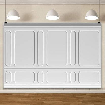 AOFOTO 10x8ft Room Photo Backdrop White Living Room French Classic Frame Wall Photography Background Office Video Conference Meeting Background Adult Children Portrait Photoshoot Backdrop
