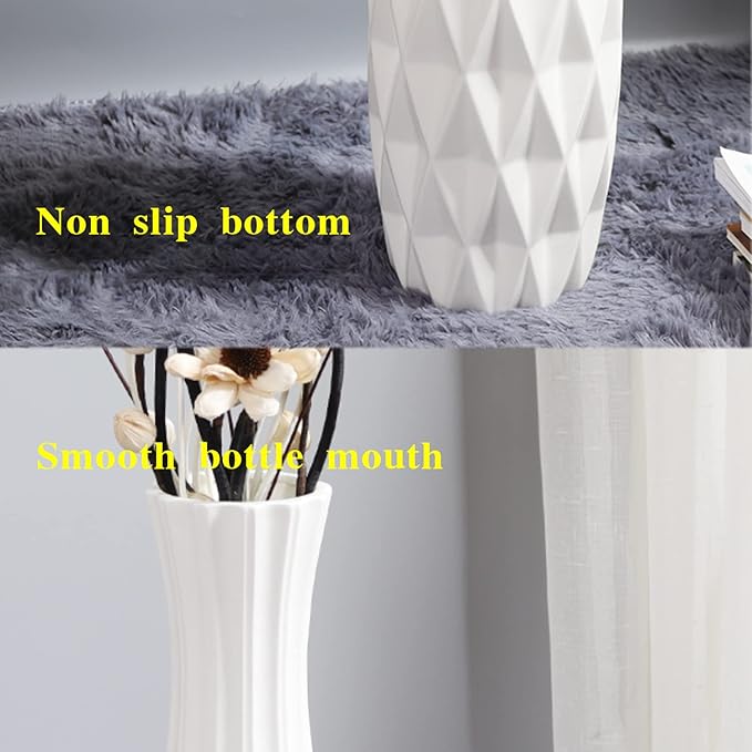 Ceramic Floor Large Vase 17.7 Inches Tall,White Modern Flower Tall Vases for Office, Home,Farmhouse,Living Room Décor,Simple Origami Design Fall Decorative Porcelain Flower Arrangement Vase Ideal Gift
