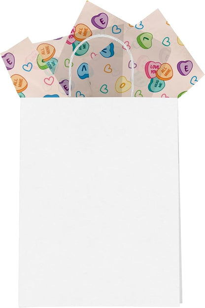 Pro Supply Global Candy Hearts Printed Tissue Paper for Valentine's Day Gift Bags or Boxes and Wrapping - Bulk Decorative Art Tissue Paper for Packaging and Gifting | 24 Sheets 20" x 30"