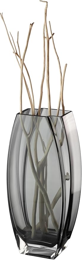 Glass - Vase - Gray - Smoky Black - Grey - 12.6" Height - Heavy Durable - Made in Europe - by Barski