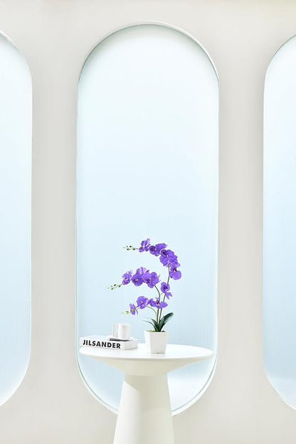Faux Orchid in Vase Large Artificial Orchid in Ceramic Vase Silk Orchids with Stems Real Look Potted Phalaenopsis Flowers Arrangement Centerpiece Table Decorations for Home Decor Indoor, Purple